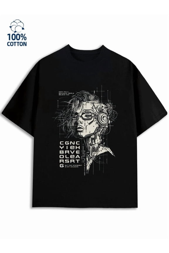 Cyberpunk Head mens funny humor 180G 100% Cotton black sixty years old sixty years old Trendy Unisex Shirt Crewneck tshirts Classic Unisex Shirt Graphic tshirts