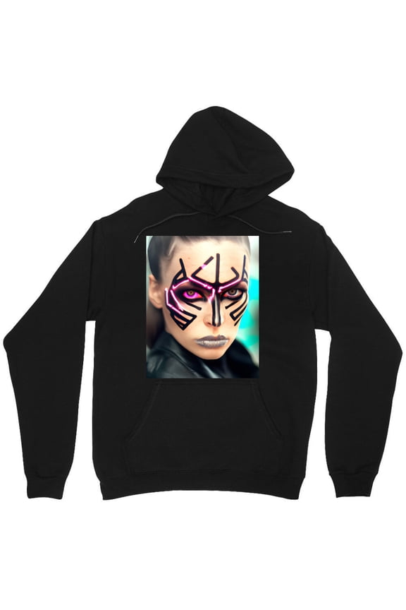 Cyberpunk Hotties 17 Beautiful Sci-Fi Graphic Women Futuristic Neon Aesthetic M4971 Unisex Hoodie, Up to Size 5XL