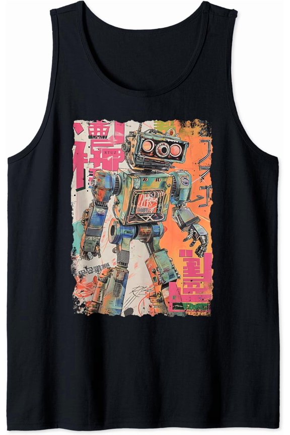 Cyberpunk Japanese Cyborg Futuristic Robot Tank Top Size S-3XL