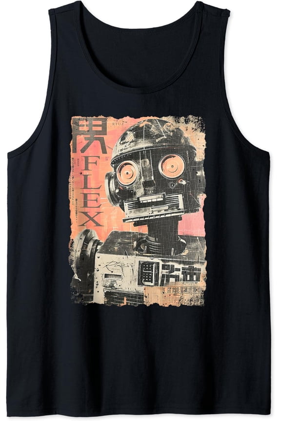 Cyberpunk Japanese Cyborg Futuristic Robot Tank Top Size S-3XL