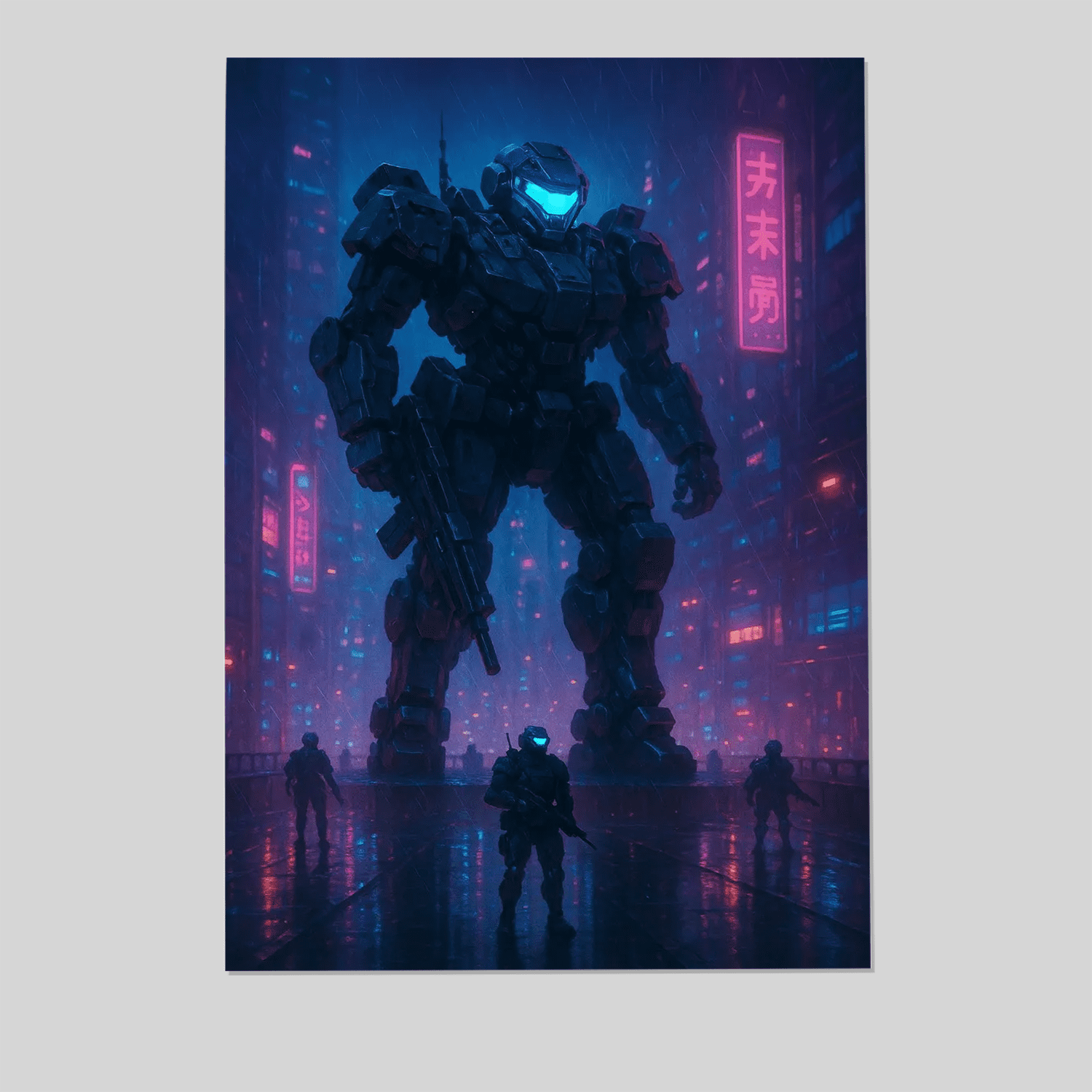 Cyberpunk Mech Poster: Neon Sci-Fi Robot Print Full Size 24''x36'' The ...