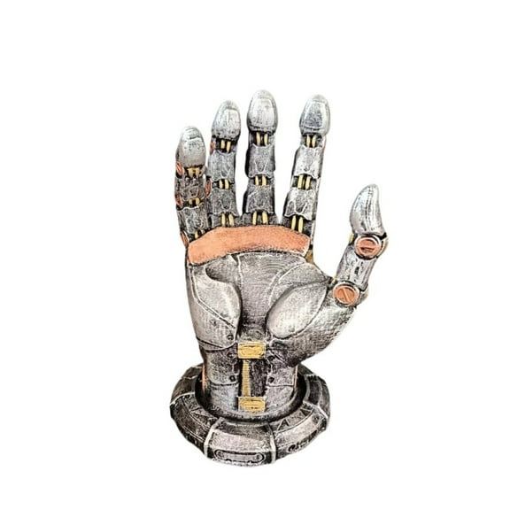 Cyberpunk Mechanical Hand Resin Figurine, Steampunk Robot Hand Decor, Gaming Controller Stand for Desk, Retro Tech Display Holder, Cool Gamer Room Ornament, Desktop Organizer Gift for Men