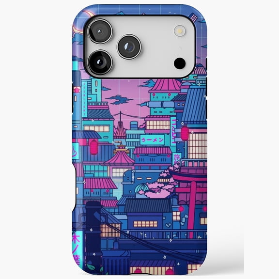 Cyberpunk Neon Japanese Cityscape Anime Phone Case 17 through 11 Pro Max