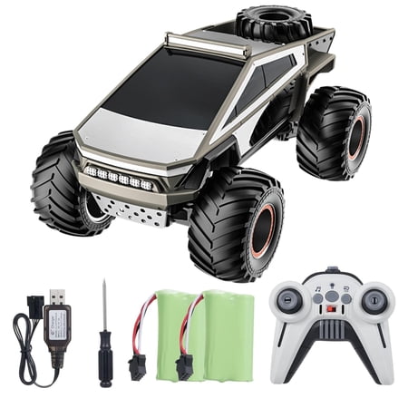 Cyberpunk Remote Control Car, 2.4GHz Alloy Body Off-Road Monster Truck, Dual Batteries (60 Min Playtime), Sci-Fi Pickup with LED Lights & Dynamic Music, RC Toy Gift for Kids Boys Adults Aged 6-12