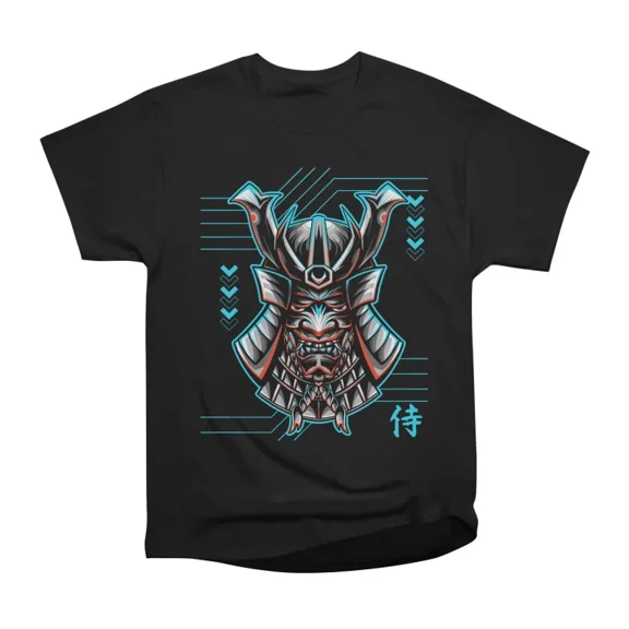 Cyberpunk Samurai Mask Illustration T-Shirt Tee Gift For Him Merch For Her Apparel For Fri
