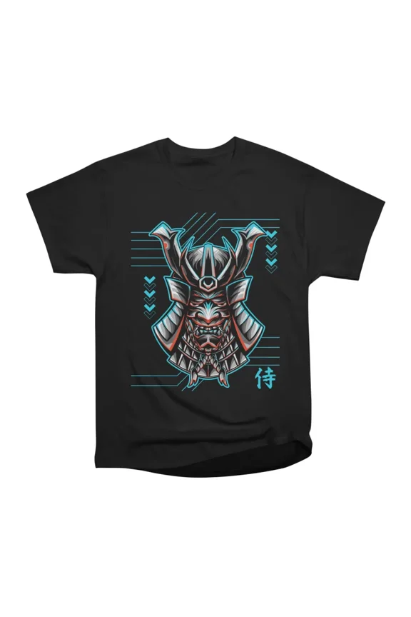 Cyberpunk Samurai Mask Illustration T-Shirt Tee Gift For Him Merch For Her Apparel For Fri