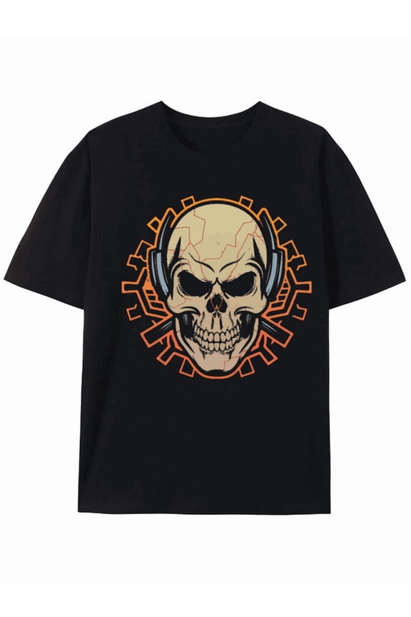 Cyberpunk Skull Gear Graphic Tee