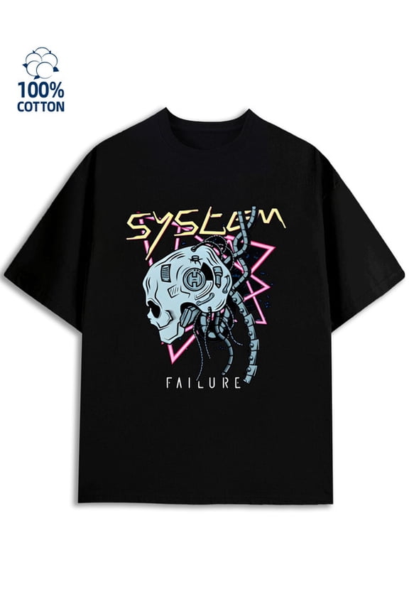 Cyberpunk Skull Tee men's 180G 100% Cotton black Retro Unisex Shirt Short Sleeve tshirts Classic Unisex Shirt Crewneck tshirts Original Unisex Shirt Graphic Tee tshirts