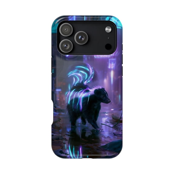 Cyberpunk Skunk Neon City Critter Retro Vaporwave Wildlife Animal Case form with iPhone 17 to 11 Pro Max Z00446