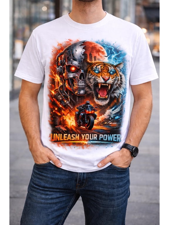 Cyberpunk Tiger T-Shirt, Neon Robot Tiger Graphic Tee, Futuristic Sci-Fi Streetwear Shirt, Cool Unisex Tiger Top for Men Women