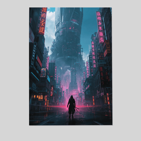 Cyberpunk Tokyo Neon Ninja Wall Art vol.2 | Futuristic Japan Neon City Poster Full Size 24''x36'' The Golden Shop
