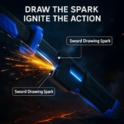 Cyberpunk Toy Sword   Auto-Eject Blade, Mist/Fog Visuals & Motion Sound Fx, Led USB-C Rechargeable, Replaceable Flint Sparks Included Blue Short toy sword, light up swords for Teens