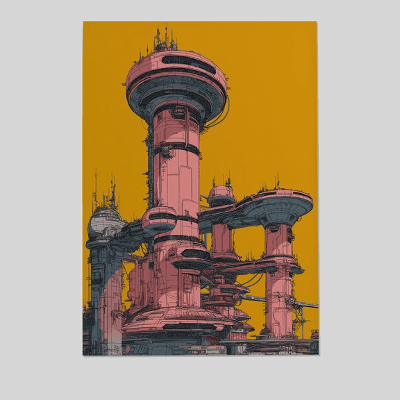 Cyberpunk Wall Art - Futuristic Megastructure City - Neon Sci-Fi Architecture Print - Cyberpunk Cityscape Poster Full Size 24''x36'' The Golden Shop