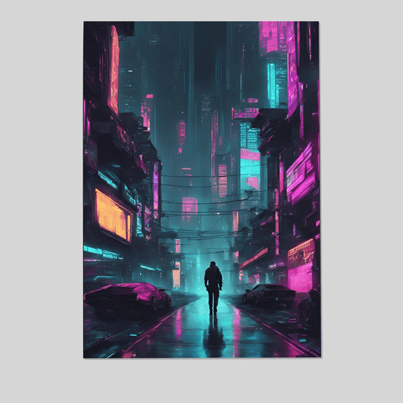 Cyberpunk World Poster | Futuristic Sci-Fi Wall Art Full Size 24''x36'' The Golden Shop