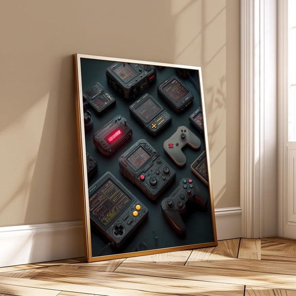 Cyberpunk held Gaming Retro Console Tech Sci-Fi Controller