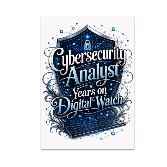 Cybersecurity Analyst Years on Digital Watch Wall Art - Tech Professional - 13x19 Poster Print