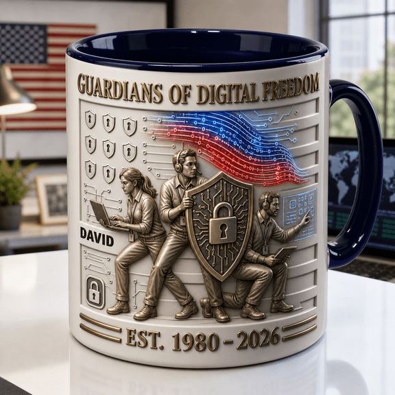 Cybersecurity Freedom Mug 2D Printed 3D Effect Personalized Analyst Gift