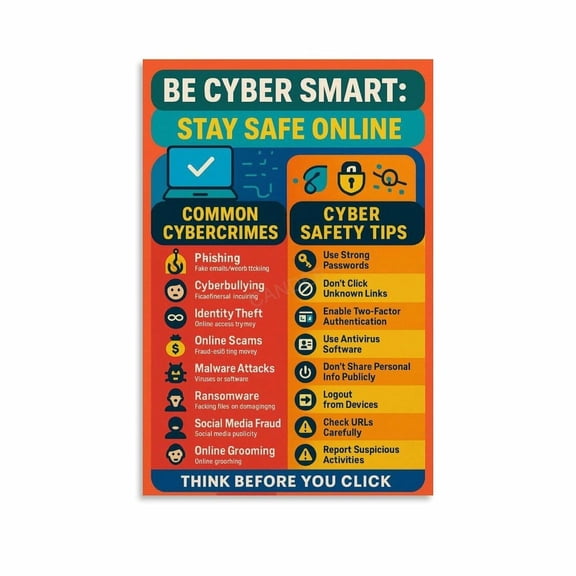 Cybersecurity Tips Network Security Awareness Poster (3) Canvas for Living Room Bedroom Decor