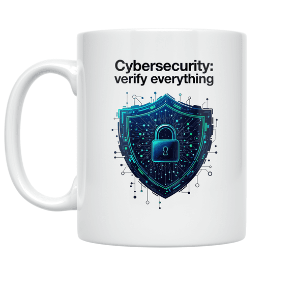 Cybersecurity Verify Everything Design - Tech Enthusiast - 11 oz Ceramic Coffee Mug