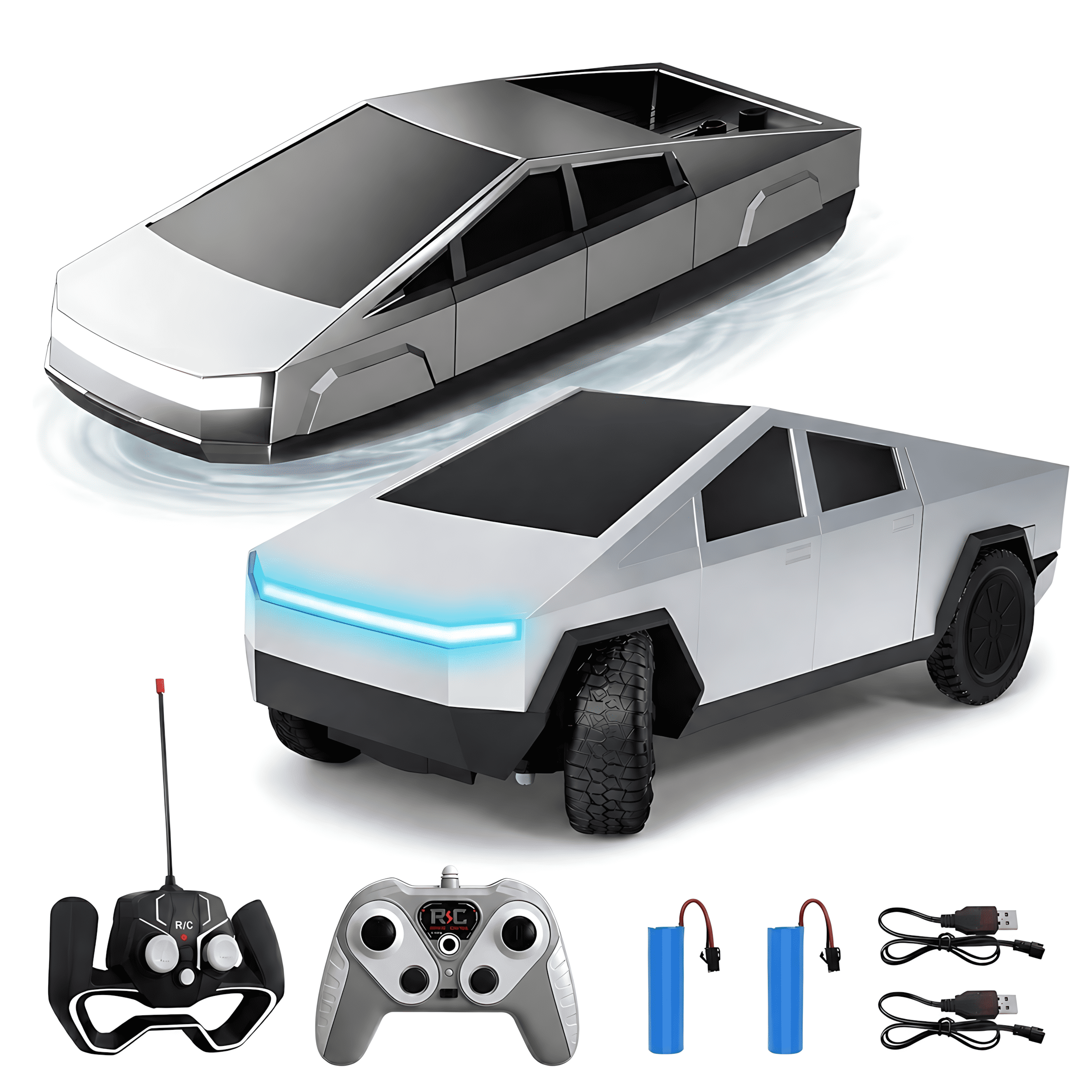 Cybertruck Remote Control Boat and Truck Set, High-Speed 2.4GHz RC Watercraft and Off-Road Vehicle for Kids Boys, Rechargeable Batteries Included