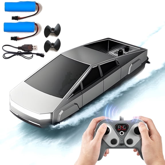 Cybertruck Toy Remote Boat for Water, 2.4Ghz High Speed RC Watercraft with Dual Motors, 50 Mins Play Time Water Toy for Kids and Adults
