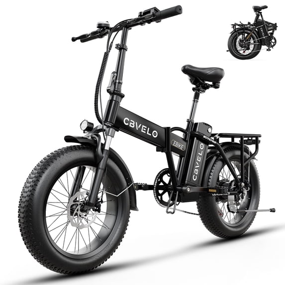 Cbvelo 1000W Folding Electric Bike for Adults, 48V 20.8AH Large Removable Battery E-Bike, 30+MPH, 80 Miles Max Range, 20" Fat Tire Electric Bike for Adults, Adult Electric Bicycles for Commute