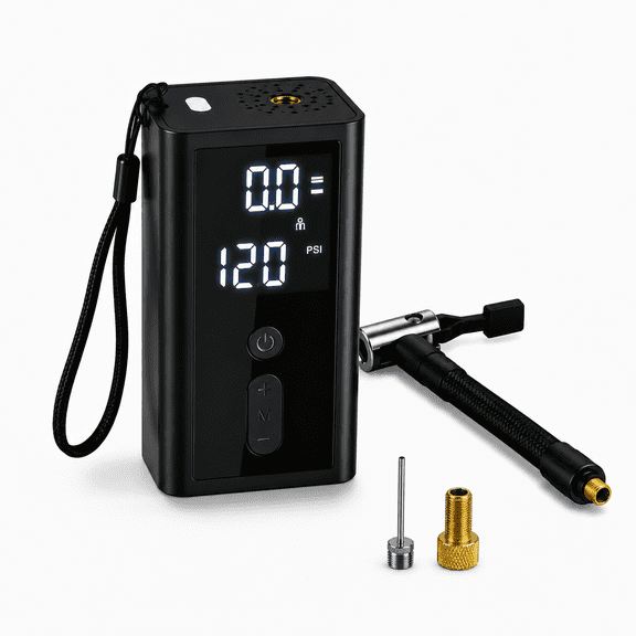Cybic Mini Bike Pump, Portable Bicycle Air Pump with Presta & Schrader Valve, High Pressure 120 PSI Hand Pump for Road Bike, MTB, Balls & Inflatables