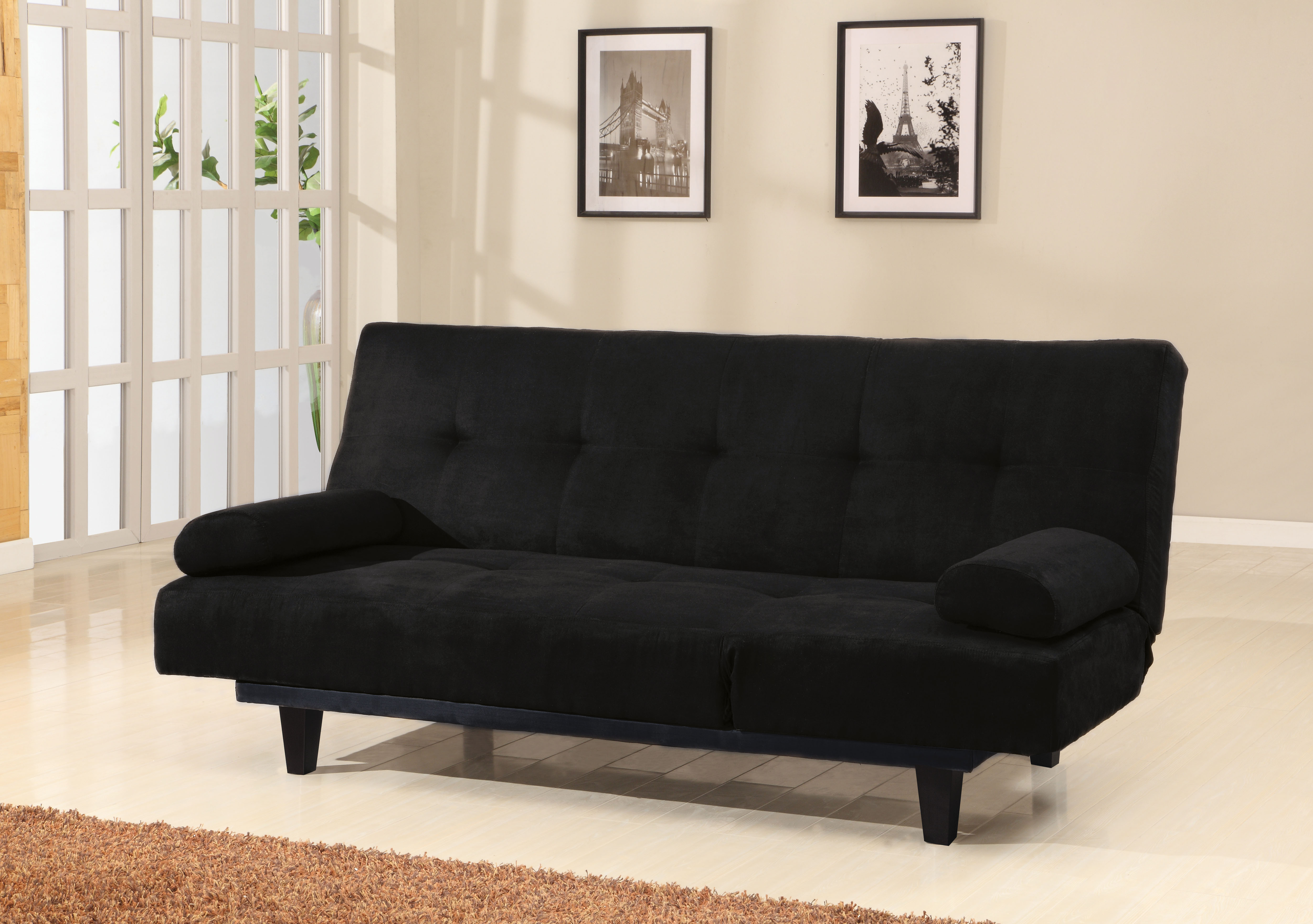 Cybil - Adjustable Sofa & 2 Pillows Black Mfb - image 1 of 2