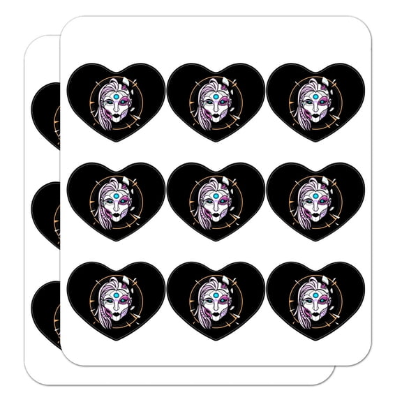 Cyborg Android Robot Science Woman Face Heart Shaped Planner Calendar Scrapbook Craft Stickers