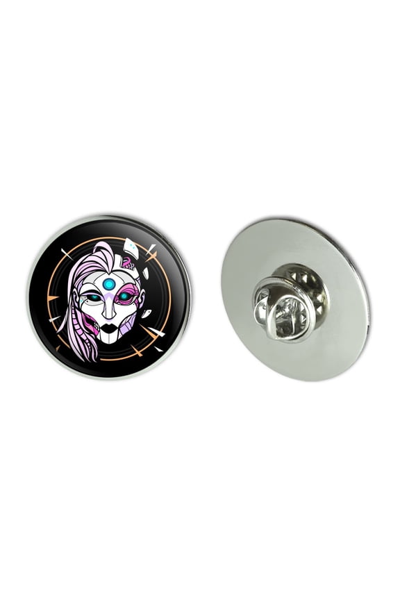 Cyborg Android Robot Science Woman Face Metal 1.1" Tie Tack Hat Lapel Pin Pinback