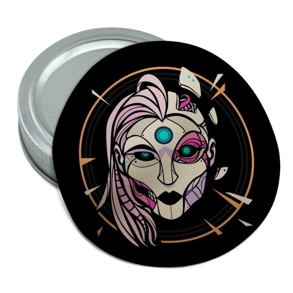 Cyborg Android Robot Science Woman Face Round Rubber Non-Slip Jar Gripper Lid Opener