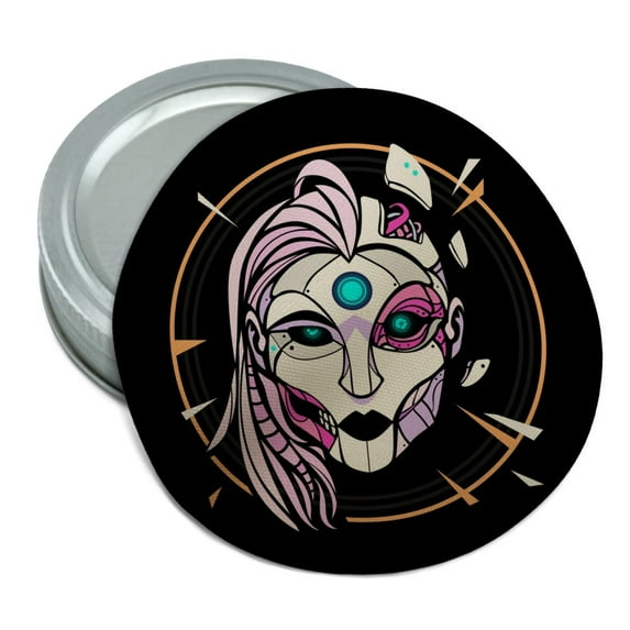 Cyborg Android Robot Science Woman Face Round Rubber Non-Slip Jar Gripper Lid Opener