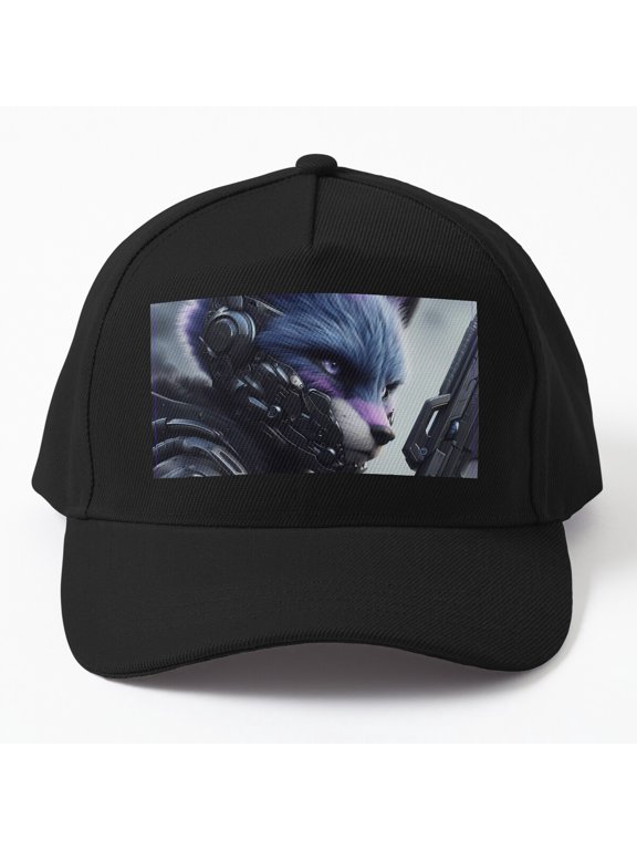 Cyborg Dark Foxes 05 Baseball Cap, Futuristic Animal Character Series Design, Classic Hat