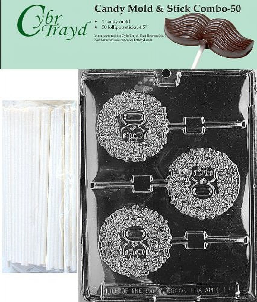 Cybrtrayd 45St50-L015 30th Lolly Chocolate Candy Mold With 50 Cybrtrayd ...