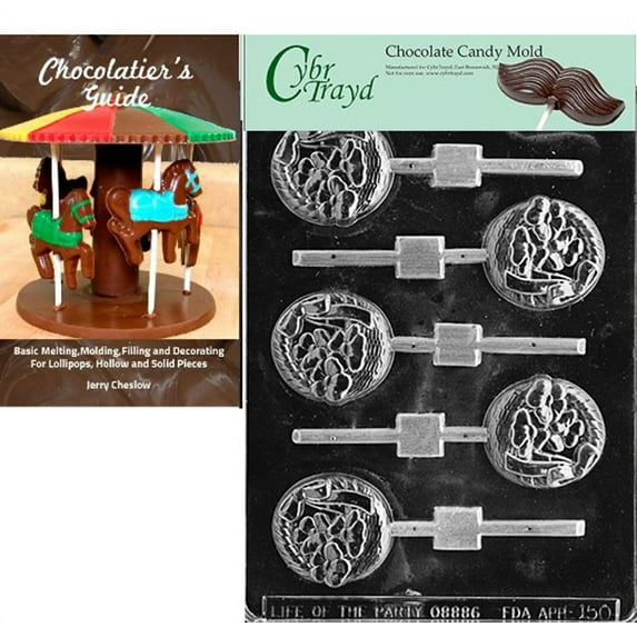 Cybrtrayd Basket with Flower Lolly Easter Chocolate Candy Mold with Our Chocolatier's Guide Instructions Manual