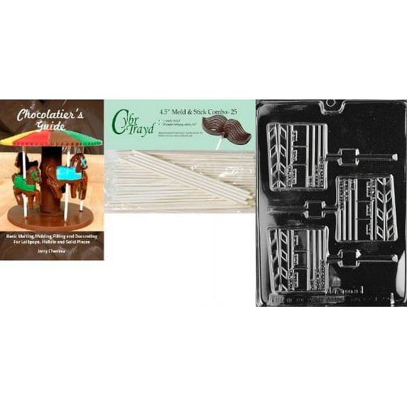 Cybrtrayd 'Director's Clapboard Lolly' Jobs Chocolate Candy Mold with 25 4.5-Inch Lollipop Sticks and Chocolatier's Guide