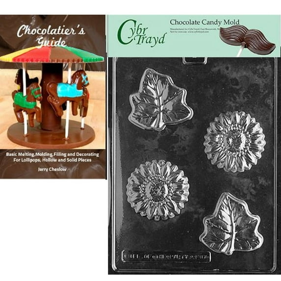 Cybrtrayd Flower/Leaf Chocolate Candy Mold with Our Chocolatier's Guide Instructions Manual
