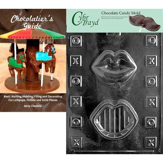 Cybrtrayd Lips P/B Valentine Chocolate Candy Mold with Chocolatier's Guide In...
