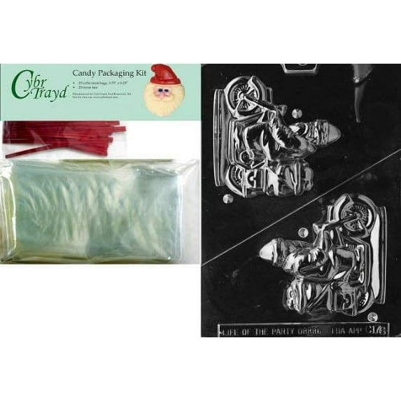Cybrtrayd MdK25R-C176 3D Santa on Cycle Christmas Chocolate Mold with Packaging Kit