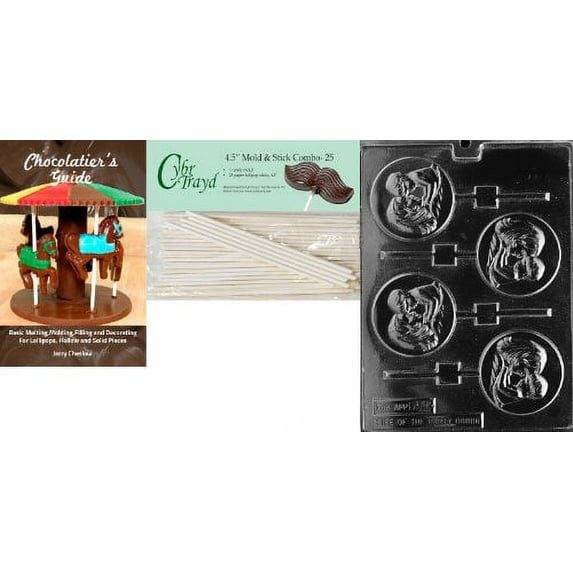 Cybrtrayd 'Mother/Child Lolly' Dads and Moms Chocolate Candy Mold with 25 4.5-Inch Lollipop Sticks and Chocolatier's Guide
