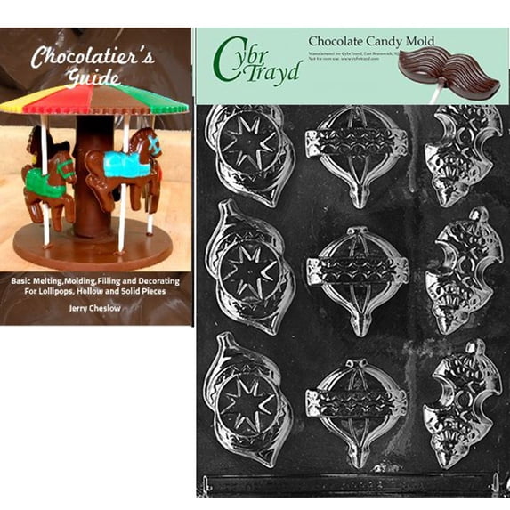 Cybrtrayd Ornaments Christmas Chocolate Candy Mold with Our Chocolatier's Guide Instructions Manual