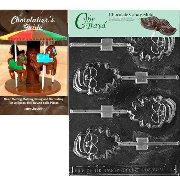 Cybrtrayd Silly Santa Lolly Christmas Chocolate Candy Mold with Our Chocolatier's Guide Instructions Manual