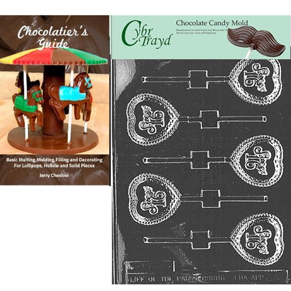 Cybrtrayd Sweet 16 Lolly Chocolate Candy Mold with Our Chocolatier's Guide Instructions Manual
