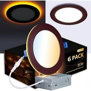 CycevSun 6 Pack 6" Bronze Recessed Lighting with Night Light, Ultra Thin Downlight, Dimmable, 5 CCT