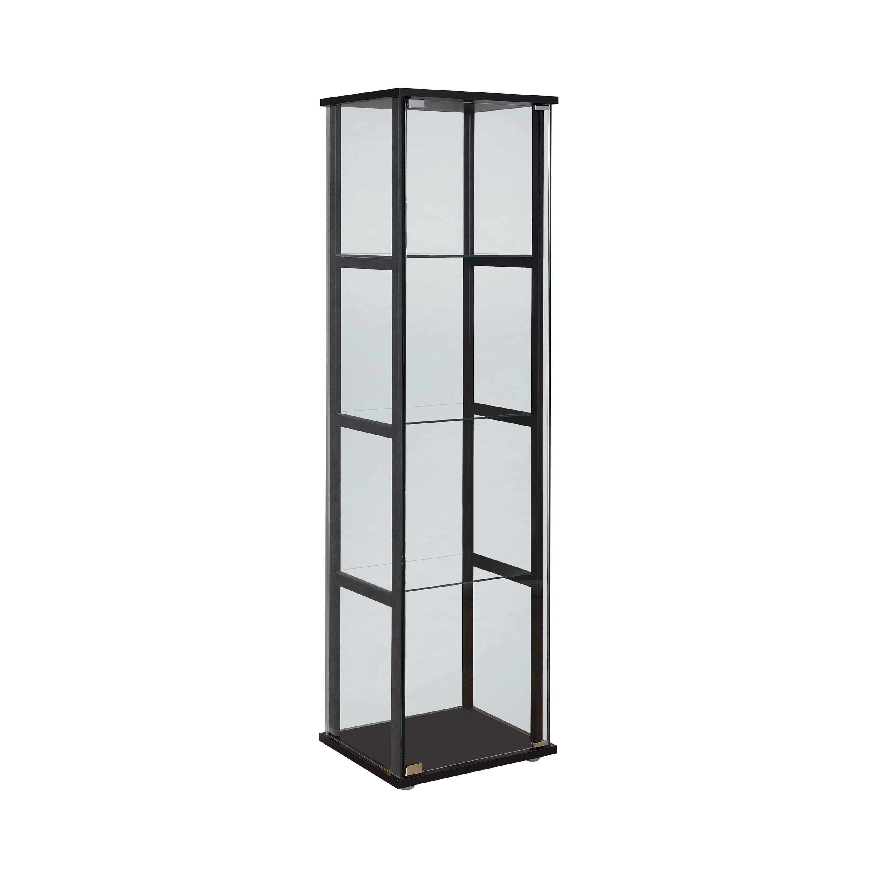 Black Wood and Glass 4-Shelf Curio Cabinet