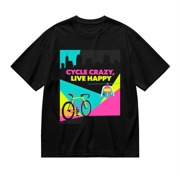 Cycle Crazy Live Happy, Bicycle Print 1, T Shirt for Men, Vintage Graphic Tees Men, 23806851,S