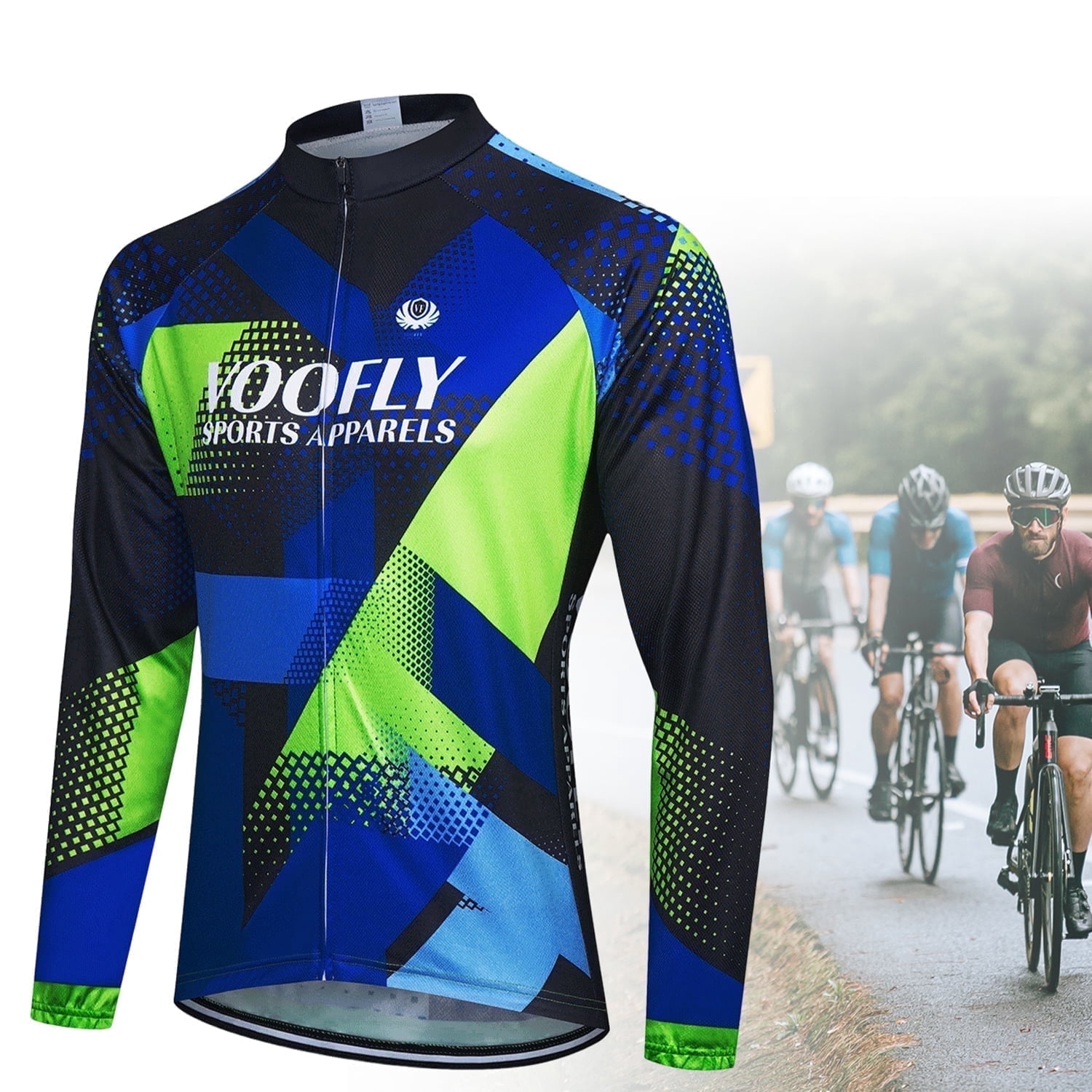 Men's Long Sleeve Cycling Jersey - Breathable, Quick-Dry Bike Shirt With Rear Pockets