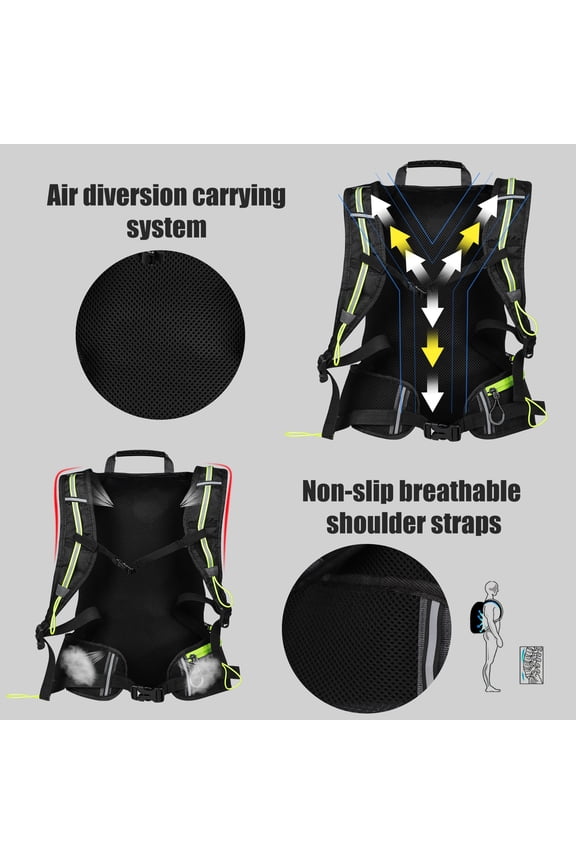 Cycle Knapsack 16L Cycle Knapsack Mountain Bike Bag Outdoor Backpack Lightweight Travel Bag with Reflective Design Nylon Fabric for Cycling Hiking Commuting Yellow