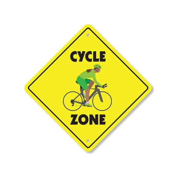 Cycle Plastic Crossing Sign - 12 Inch X 12 Inch Xing Sign Gift Bicycle Bike Ride Fitness Exercise Outdoor Path Fun Challenge Adventure Sports