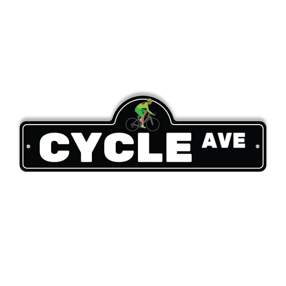 Cycle Plastic Street Sign - 6 Inch X 18 Inch Gift Bicycle Bike Ride Fitness Exercise Outdoor Path Fun Challenge Adventure Sports